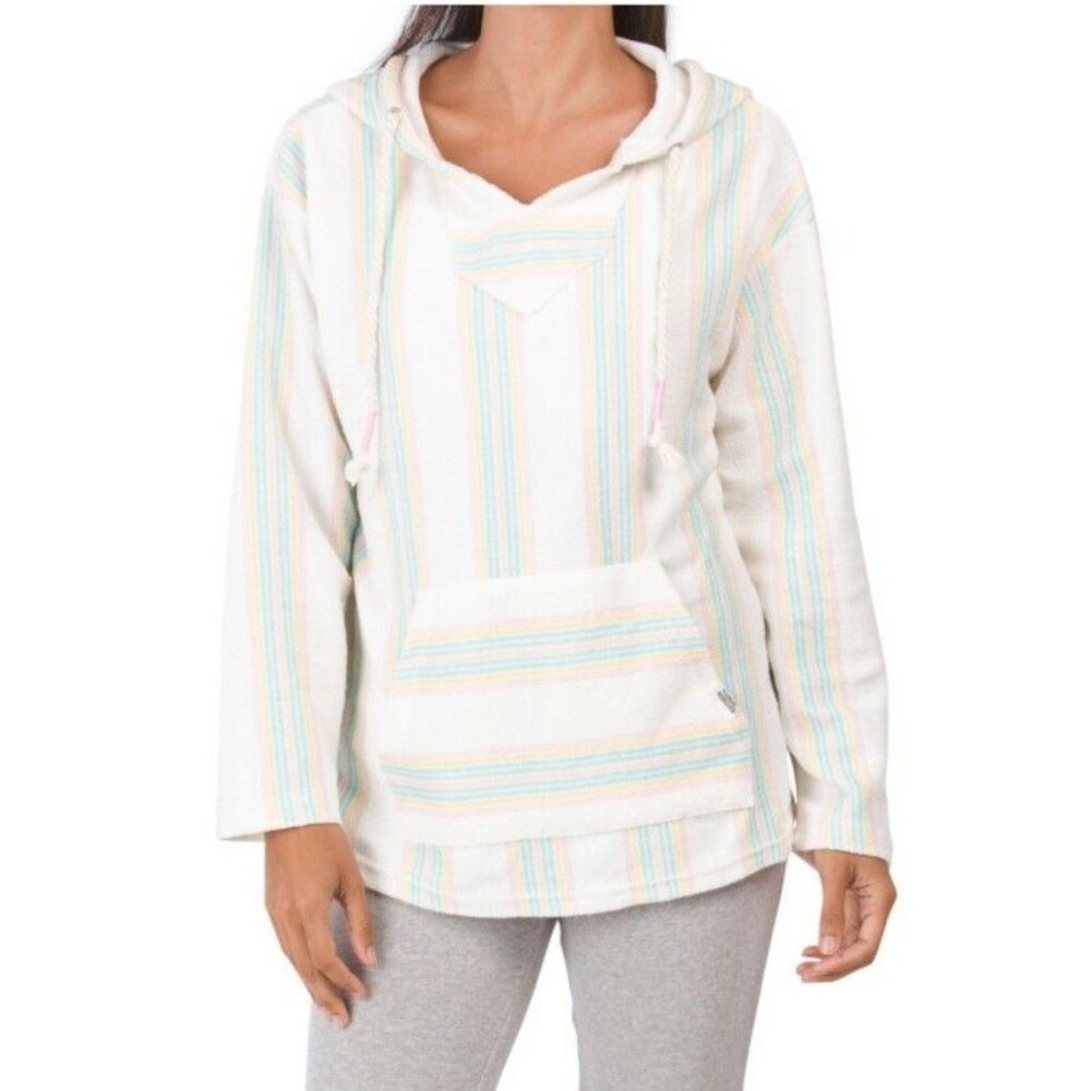 Southern Spirit Junior's Baha Striped Pullover Hoodie Size M